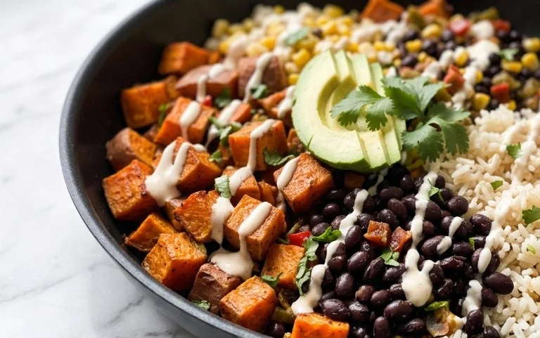 Southwest Sweet Potato Skillet-Easy Black Bean Rice