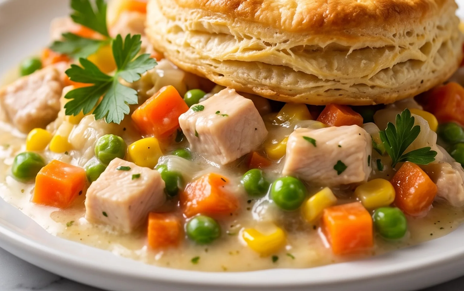 Chicken Pot Pie with Biscuits